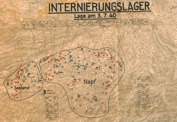 Ausschnitt aus Karte Internierungslager Schweiz