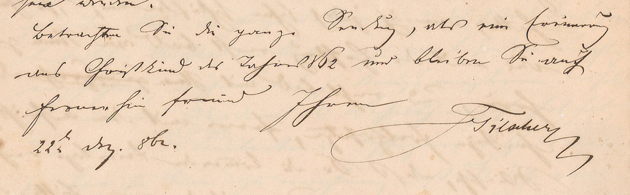 Ausschnitt aus Brief von Tilscher an Fiedler, 1862